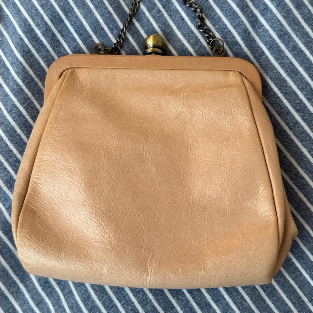 Mini HOBO Tan Women's Kiss-Lock Chain Bag